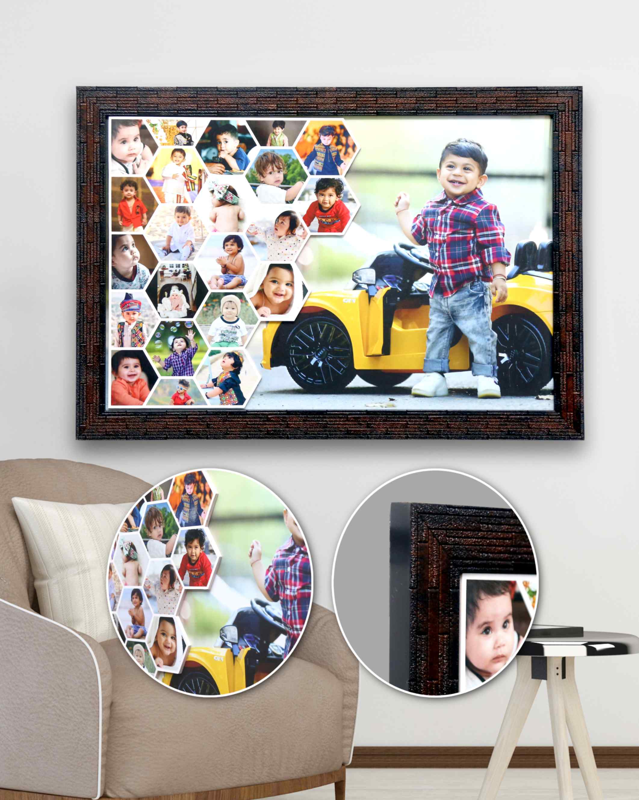 JFR2 - 23 Photos Honey Pattern Embossed Frame (Size 12" x 18")