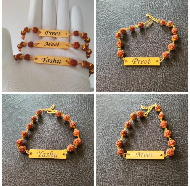 RR1 Rudraksha Rakhi Bracelet Customised with Name